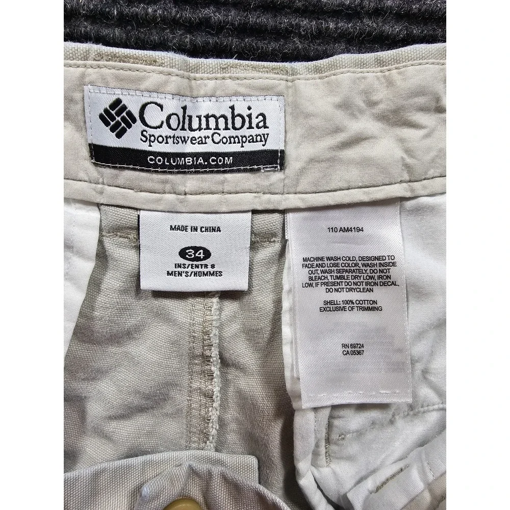 Columbia Authentic Active Cargo Shorts Mens 34 Beige Cotton Outdoor 8